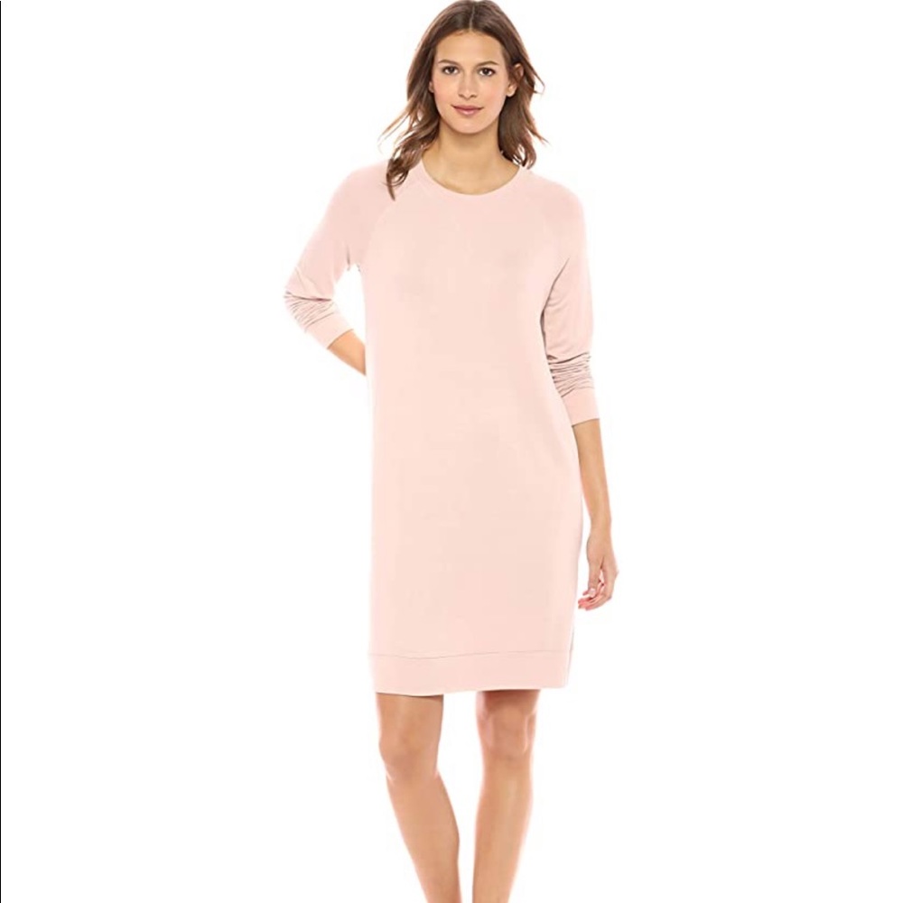 Blush pink sweatshirt dress